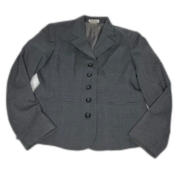 Van Heusen Stretch Women's Blazer Gray Plaid 5 Button Lined Size Small - Picture 3 of 10